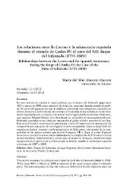 Las relaciones entre la Corona y la aristrocracia española durante el reinado de Carlos IV: el caso de XIII duque del Infantado (1791-1808)