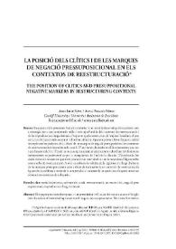 La posició dels clítics i de les marques de negació pressuposicional en els contextos de reestructuració