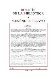 Boletín de la Biblioteca de Menéndez Pelayo. Año XC, enero-diciembre 2014