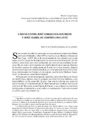 Cartas entre José Corredor-Matheos y José María de Cossío (1962-1970)
