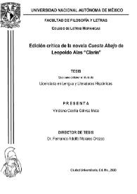 Edición crítica de la novela 'Cuesta abajo' de Leopoldo Alas 'Clarín'