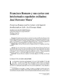 Francisco Romero y sus cartas con intelectuales exiliados españoles: José Ferrater Mora