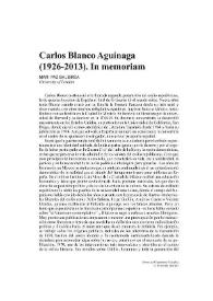 Carlos Blanco Aguinaga (1926-2013). In memoriam