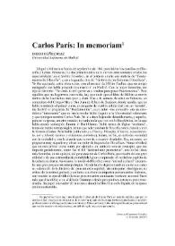 Carlos París: In memoriam
