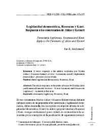 Legitimidad democrática, Rousseau y Kant. Respuesta a los comentarios de Aldao y Keinert