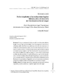Introducción. De los trasplantes a las traducciones legales: Introducción a la tesis de la no-Americanización en Langer