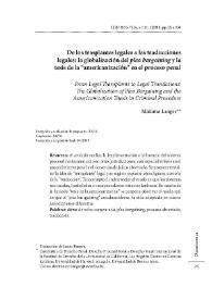 De los trasplantes legales a las traducciones legales: la globalización del 'plea bargaining' y la tesis de la 'americanización' en el proceso penal