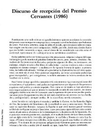 Discurso de recepción del Premio Cervantes (1986)