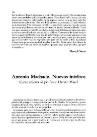 Antonio Machado. Nuevos inéditos. Carta abierta al profesor Oreste Macrí
