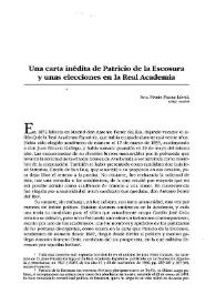 Una carta inédita de Patricio de la Escosura y unas elecciones en la Real Academia 