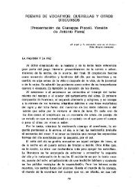 Poemas de vocativos, querellas y otros discursos (Presentación de Giuseppe Piccoli. Versión de Antonio Parra)
