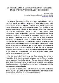 De mujer a mujer: correspondencia femenina en el epistolario de Blanca de los Ríos 