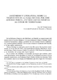 Jansenismo y literatura: sobre la traducción de 'La dama doctor', por José Antonio Porcel, en tres cartas inéditas al Conde de Torrepalma 