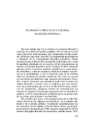 Filosofía y ciencia en la última filosofía española 