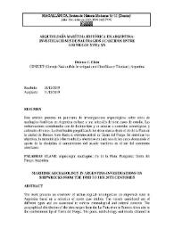 Arqueología marítima histórica en Argentina: investigaciones de naufragios acaecidos entre los siglos XVII y XX