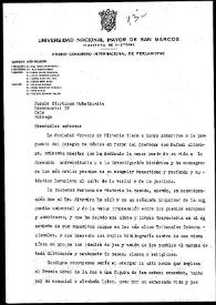 Carta de Ella Dunbar Temple como presidenta de la Sociedad Peruana de Historia, a la nominación para el Premio Nobel de la Paz a Rafael Altamira. Oslo (Noruega), 1931