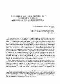 Genética de “Los Cisnes IV” de Rubén Darío: alegoría de la escritura