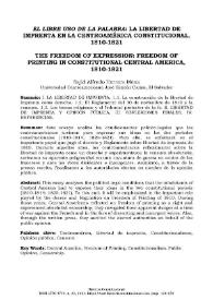 El libre uso de la palabra: la libertad de imprenta en la Centroamérica constitucional, 1810-1821