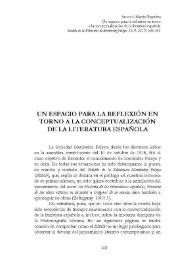 Un espacio para la reflexión en torno a la conceptualización de la literatura española