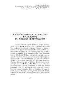 La poesía española del siglo XVI en el BBMP. Un siglo de aportaciones