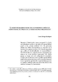 La responsabilidad penal de las personas jurídicas como piedra de toque de la criminalidad organizada