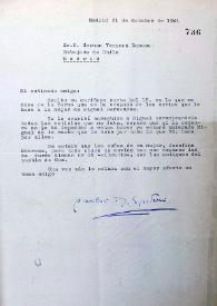 Carta de Carlos Rodríguez Spiteri a Germán Vergara Donoso. Madrid, 21 de octubre de 1941