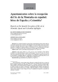 Apuntamientos sobre la recepción del Sr. de la Montaña en español: hitos de España y Colombia