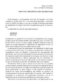 Para una lingüística del significante