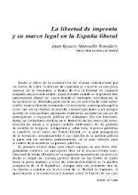 La libertad de imprenta y su marco legal en la España liberal