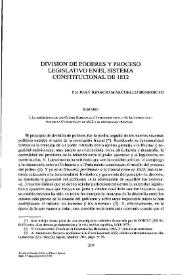 División de poderes y proceso legislativo en el sistema constitucional de 1812 