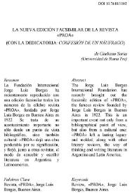 La nueva edición facsimilar de la revista 'Proa' (con la dedicatoria: 'Confesión de un Náufrago')