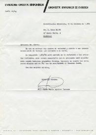 Carta mecanografiada de Aguirre Lazcano, Jesús Aguirre (Director General de la Orquesta Sinfónica de Euskadi) a Luis Galve. 1983-10-10
