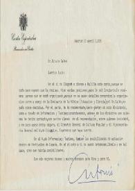 Carta mecanografiada de Antonio (Procurador en Cortes) a Luis Galve. 1975-04-10