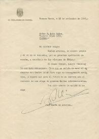 Carta de José María de Areliza (Embajador de España en Buenos Aires) a Luis Galve. 1947-09-10