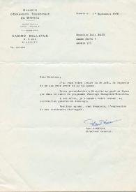 Carta mecanografiada de Barrieres, Paul (Director General de la Société D'Expansión Touristique de Biarritz) a Luis Galve. 1978-09-01