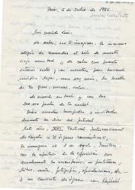 Carta manuscrita de Bello Porto, Javier a Luis Galve. 1986-07-05