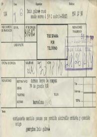 Telegrama de Bravo, Carmen a Luis Galve. 1987-06-30