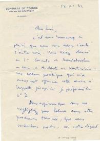 Carta manuscrita de Consulado de Francia en Palma de Mallorca a Luis Galve. 1982-11-13