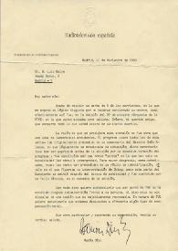 Carta mecanografiada de Díez, Ramón (Subdirector de Radio Televisión Española) a Luis Galve. 1980-11-11