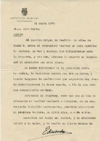 Carta mecanografiada de Eduardo (Instituto Musical de Tarragona) a Luis Galve. 1979-01-11