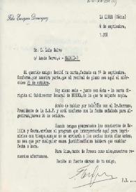 Carta mecanografiada de Enriquez Dominguez, Félix a Luis Galve. 1978-09-06