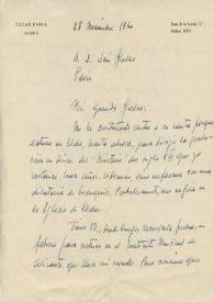 Carta manuscrita de Esplá, Óscar a Luis Galve. 1960-11-28
