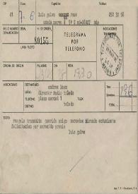 Telegrama de Galve, Luis a Andrés León. 1985-03-28