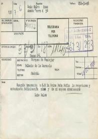 Telegrama de Galve, Luis a Marqués de Mondejar. 1986-10-18