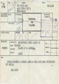 Telegrama de Galve, Luis a Marqués de Mondejar. 1987-09-18