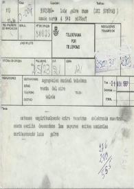Telegrama de Galve, Luis a Agrupación Musical Toledana. 1987-11-21