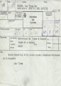 Telegrama de Galve, Luis a Marqués de Mondejar. 1988-01-05