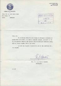 Carta mecanografiada de García Camañes, Luis (Secretario Ateneo de Zaragoza) a Luis Galve. 1990-05-03