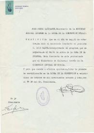 Carta mecanografiada de Gómez Cañizares, José (Secretario de la Sociedad Musical Linense) a Luis Galve. 1978-10-25