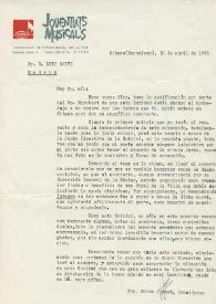 Carta mecanografiada de Jornet, Jaime (Presidente de Joventuts Musicals) a Luis Galve. 1979-04-30